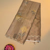 Soft Net Kota Saree – Coffee Brown with Floral Embroidery