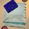 Pure Handloom South Cotton Saree – Sea Green with Indigo Blue Blouse