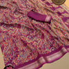 Katha Printed Viscose Saree with Zari Border & Running Blouse – Wine Purple Multicolour