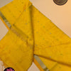 Mustard Yellow Soft Varanasi Cotton Saree with Golden Round Buttas – Dual Tone Running Blouse