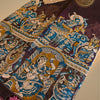 Kalamkari Kalahasthi Design Digital Printed Kota Cotton Saree with Complimentary Contrast Blouse – Maroon & Blue