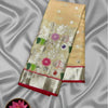 Elegant Beige Soft Designer Silk Kota Saree with Silver Zari Floral Work and Red Border