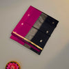 Magenta and Black Maheshwari Pure Silk Cotton Saree with Gold Zari Border