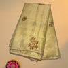 Soft Net Kota Saree – Pastel Yellow with Rose Motif Embroidery