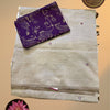 Pure Handloom South Cotton Saree – Off White with Purple Printed Blouse