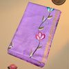 Floral Handpainted Tussar Silk Saree with Plain Running Blouse – Lavender