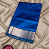 Premium Chanderi Silk Saree in Royal Blue with Silver Zari Border