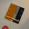 Mustard and Black Maheshwari Pure Silk Cotton Saree with Silver Zari Border