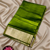 Premium Chanderi Silk Saree in Leaf Green with Gold Zari Border