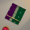 Purple and Bottle Green Maheshwari Pure Silk Cotton Saree with Gold Zari Border