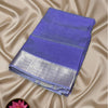 Premium Chanderi Silk Saree in Lavender Blue with Silver Zari Border