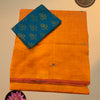 Pure Handloom South Cotton Saree – Mustard Orange with Teal Printed Blouse