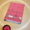 Peach Pichwai Embroidered Kota Cotton Saree with Cow and Lotus Motifs