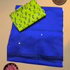 Pure Handloom South Cotton Saree – Royal Blue with Lime Green Printed Blouse
