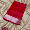 Premium Chanderi Silk Saree in Ruby Pink with Silver Zari Border