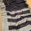 Mysore Chanderi Striped Fusion Crepe Saree – Black & Beige