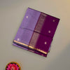 Lavender and Deep Purple Maheshwari Pure Silk Cotton Saree with Gold Zari Border