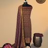 Patola Printed Soft Silk Unstitched 3 Pc Salwar Material with Kanchi Border – Rust Brown & Maroon