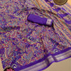 Katha Printed Viscose Saree with Zari Border & Running Blouse – Royal Purple Multicolour