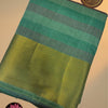 Striped Semi Tussar Silk Saree with Golden Zari Rich Pallu & Running Blouse – Teal Green