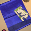 Plain Mangalgiri Silk Saree – Royal Blue with Contrast Kalamkari Cotton Blouse