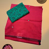 Pure Handloom South Cotton Saree – Deep Maroon with Emerald Green Printed Blouse
