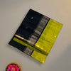 Black and Parrot Green Maheshwari Pure Silk Cotton Saree with Silver Zari Border