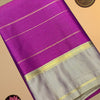 Vairaoosi Soft Silk Saree with Contrast Border & Running Blouse – Royal Purple & Silver Gold