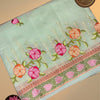 Pastel Mint Floral Soft Kota Cotton Saree with Running Blouse