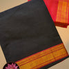 Chettinad Cotton Salwar Suit – Black with Red Contrast Bottom & Dupatta