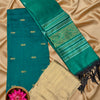 Unstitched Raw Silk Salwar Kameez Material – Emerald Green & Gold (3-Piece Set)