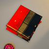 Red and Black Maheshwari Pure Silk Cotton Saree with Gold Zari Border