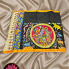 Penkalamkari Pure Bangalore Silk Dupatta – Black Hand-Painted Mythological Artwork