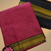 Chettinad Cotton Salwar Suit – Wine Pink with Black Contrast Bottom & Dupatta