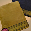 Chettinad Cotton Salwar Suit – Olive Green with Black Contrast Bottom & Dupatta