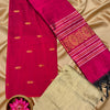 Unstitched Raw Silk Salwar Kameez Material – Pink & Gold (3-Piece Set)