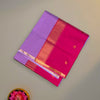 Pink and Lavender Maheshwari Pure Silk Cotton Saree with Gold Zari Border