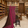 Elegant Premium Patola Soft Silk Unstitched Salwar Material – Pink & Olive Brown – 3 Piece Set