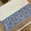 Pure Kovai-Negamam Brocade Threadwork Cotton Saree in Ivory White with Indigo Floral Border – Fresh From the Looms