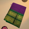 Handloom Chettinad Cotton Saree – Royal Purple with Green Zari Border