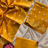 Exclusive Hand Block Printed Maheshwari Silk Unstitched Salwar Suit – Mustard Yellow (3 Pc Set)