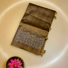 Coffee Brown Tussar Matka Silk Saree with Silver Zari Floral Embroidery & Tassels