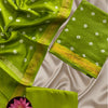 Exclusive Hand Block Printed Maheshwari Silk Unstitched Salwar Suit – Parrot Green (3 Pc Set)