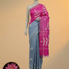 Soft Tussar Silk Saree with Digital Kantha Stitch Prints – Pink & Grey