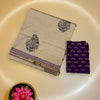 South Cotton Printed Saree with Contrast Purple Blouse