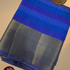 Striped Semi Tussar Silk Saree with Golden Zari Rich Pallu & Running Blouse – Ink Blue