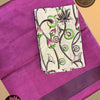 Plain Mangalgiri Silk Saree – Orchid Purple with Contrast Handpainted Kalamkari Cotton Blouse