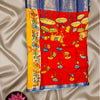 Penkalamkari Pure Modal Silk Saree – Red Lotus & Cow Hand-Painted Design