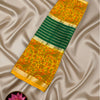 Mysore Silk Saree – Yellow Floral Design with Contrast Green Pallu