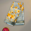 Tussar Floral Saree – Light Blue with Yellow Blossom Print